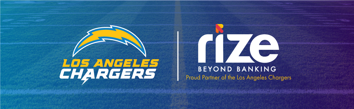 los angeles chargers and rize credit union logos
