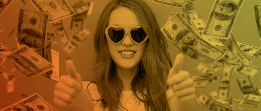Teen girl wearing heart shapped sunglasses
