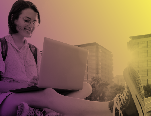 teen girl using laptop