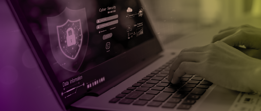 laptop screen with cyber security warning
