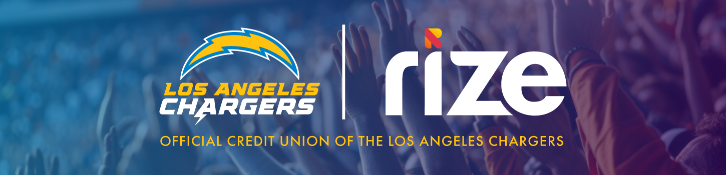 los angeles chargers and rize credit union logos
